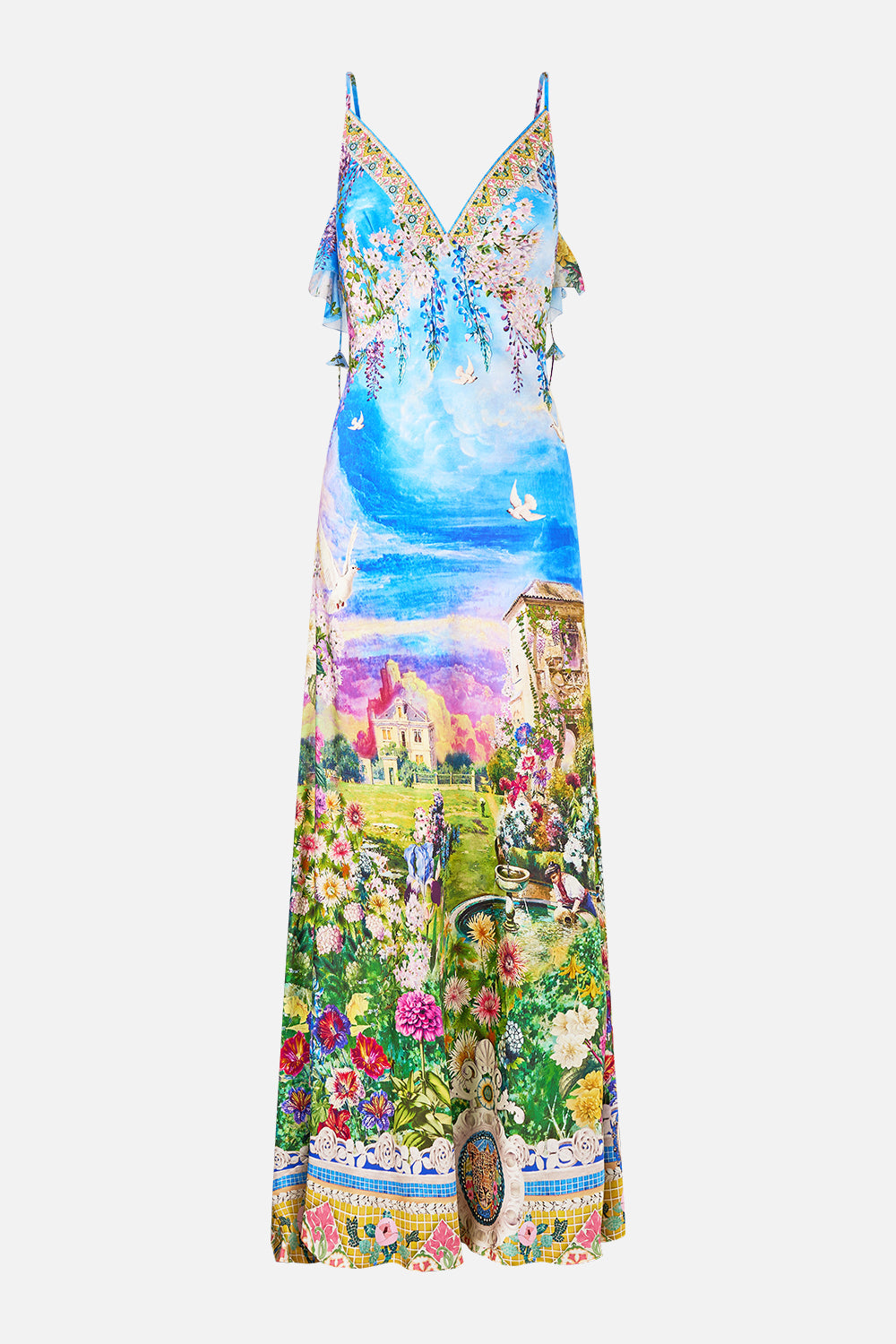 V NECK BIAS SLIP DRESS WITH BACK FRILL NAVÀS NOUVEAU