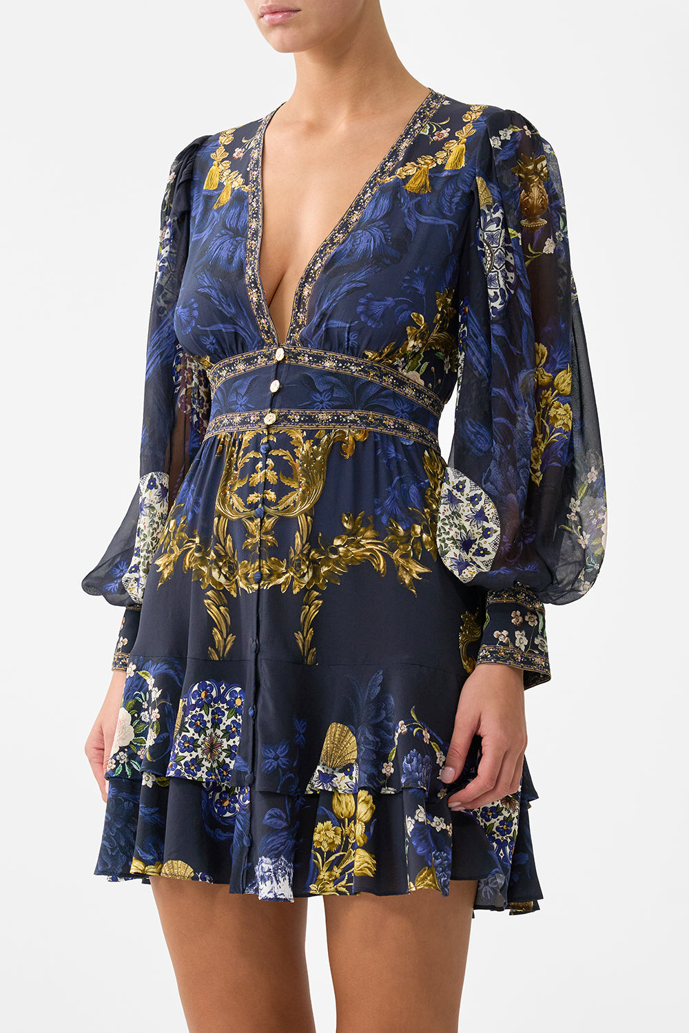 The Notes From The Blue Room Button Front Frill Dress | CAMILLA US  CAMILLA