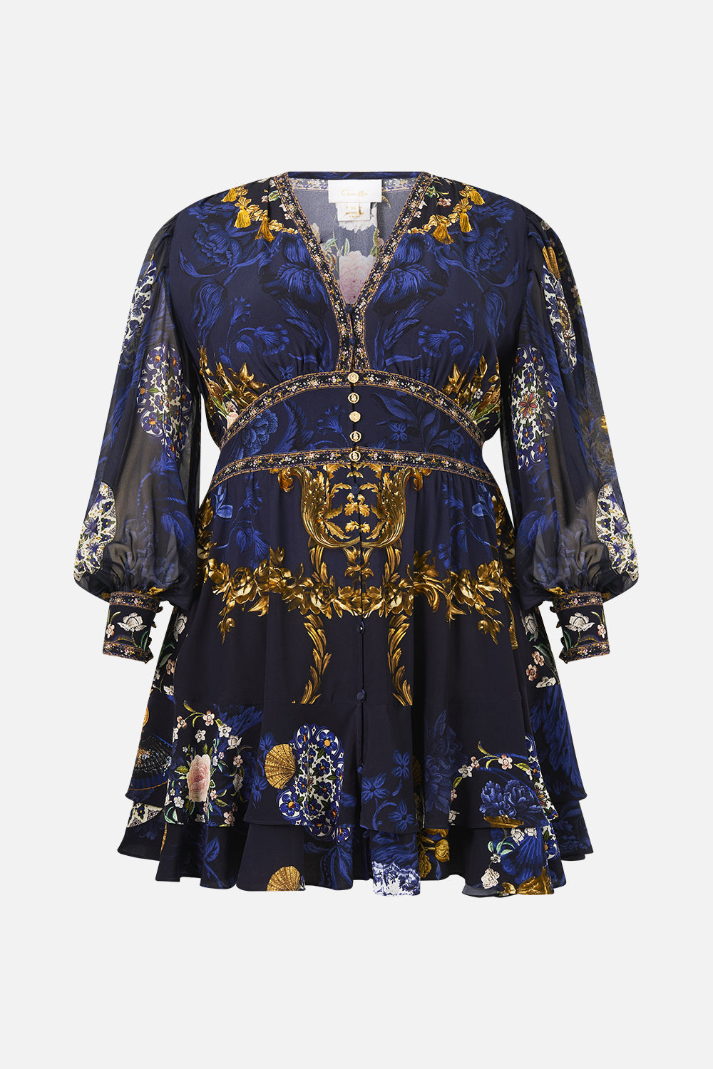 The Notes From The Blue Room Button Front Frill Dress