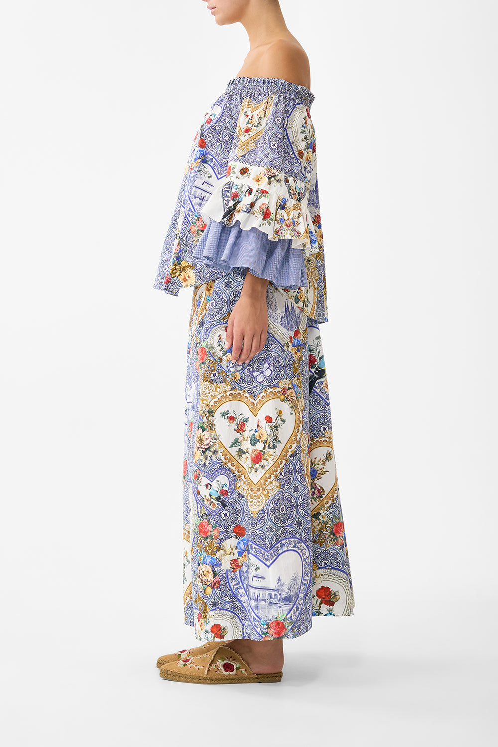 OFF SHOULDER TOP WITH FRILL SLEEVE THE POTTERY PARLOUR