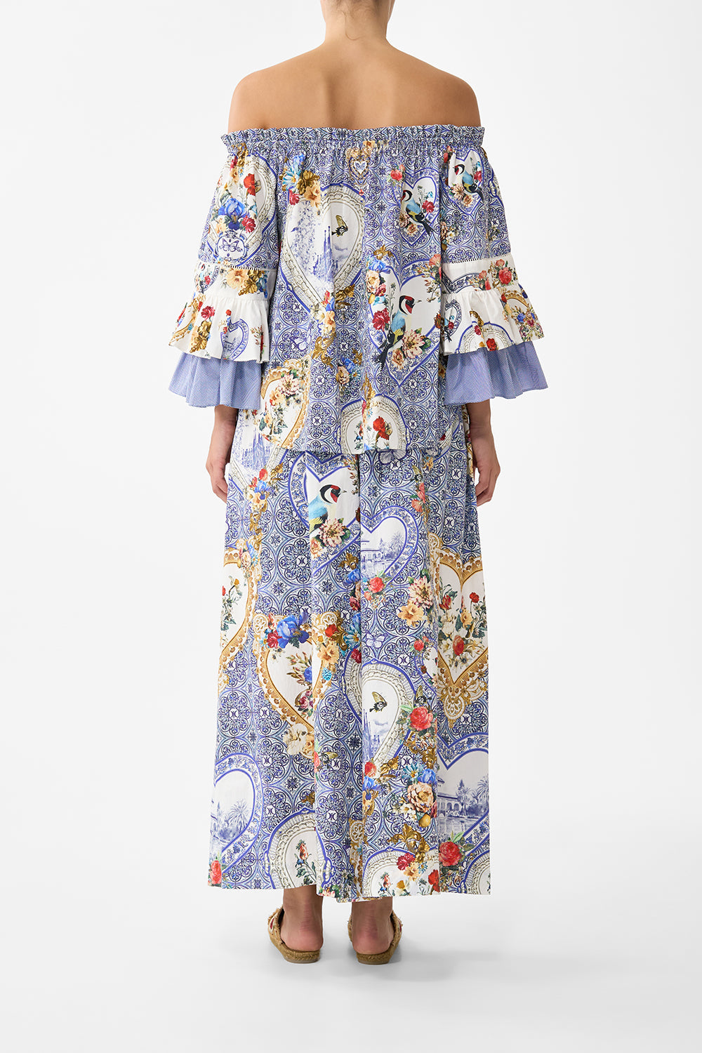 OFF SHOULDER TOP WITH FRILL SLEEVE THE POTTERY PARLOUR