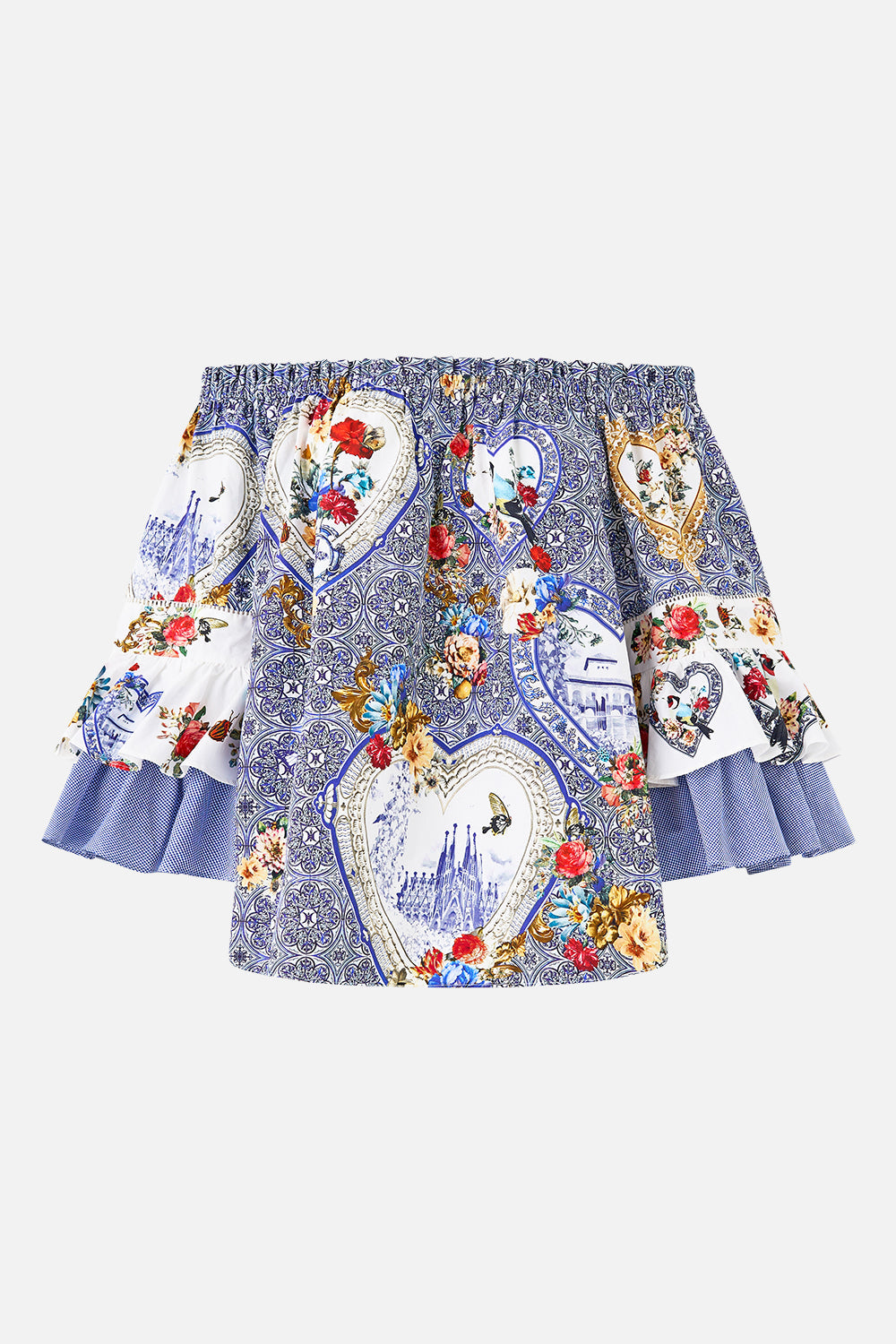 OFF SHOULDER TOP WITH FRILL SLEEVE THE POTTERY PARLOUR