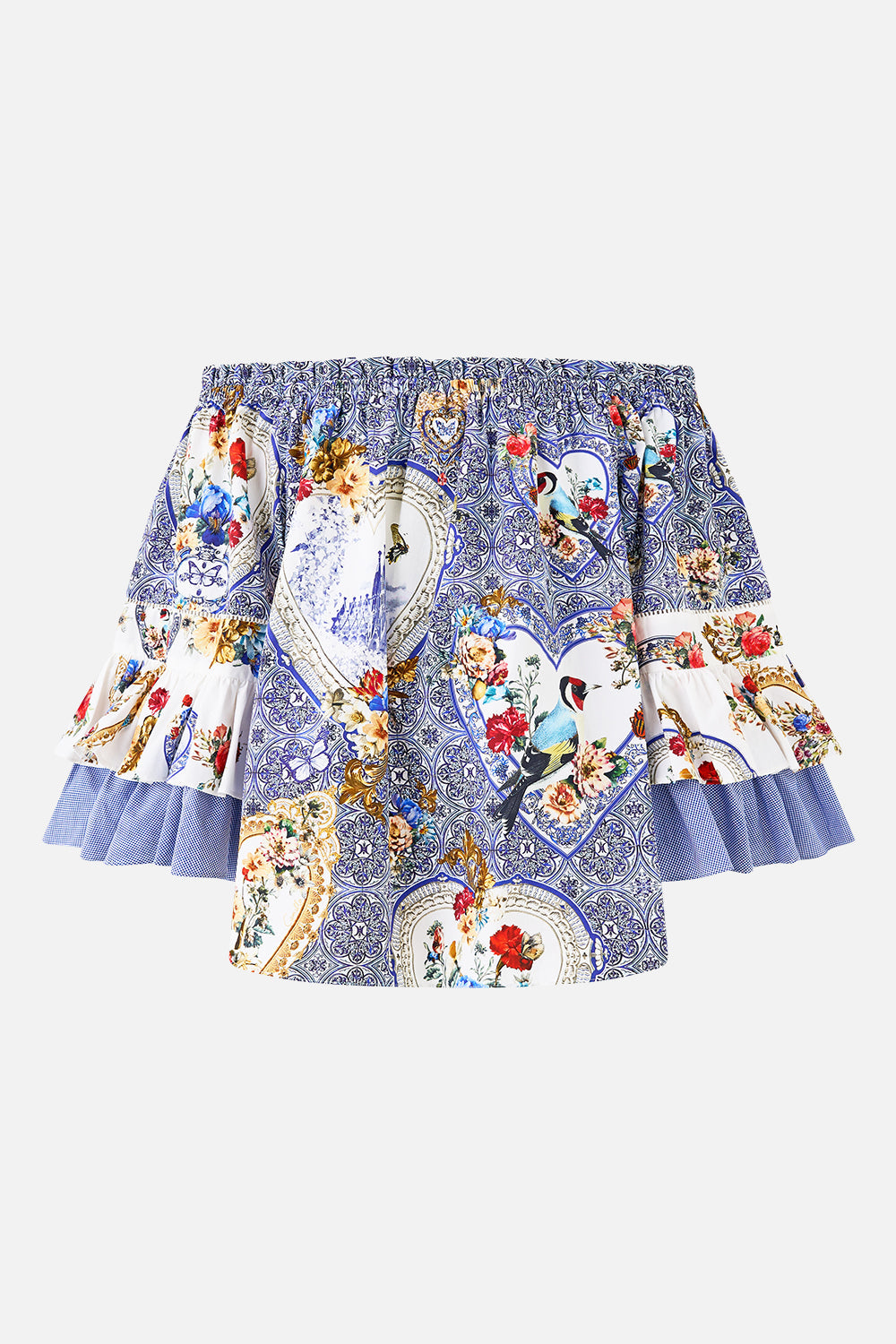 OFF SHOULDER TOP WITH FRILL SLEEVE THE POTTERY PARLOUR