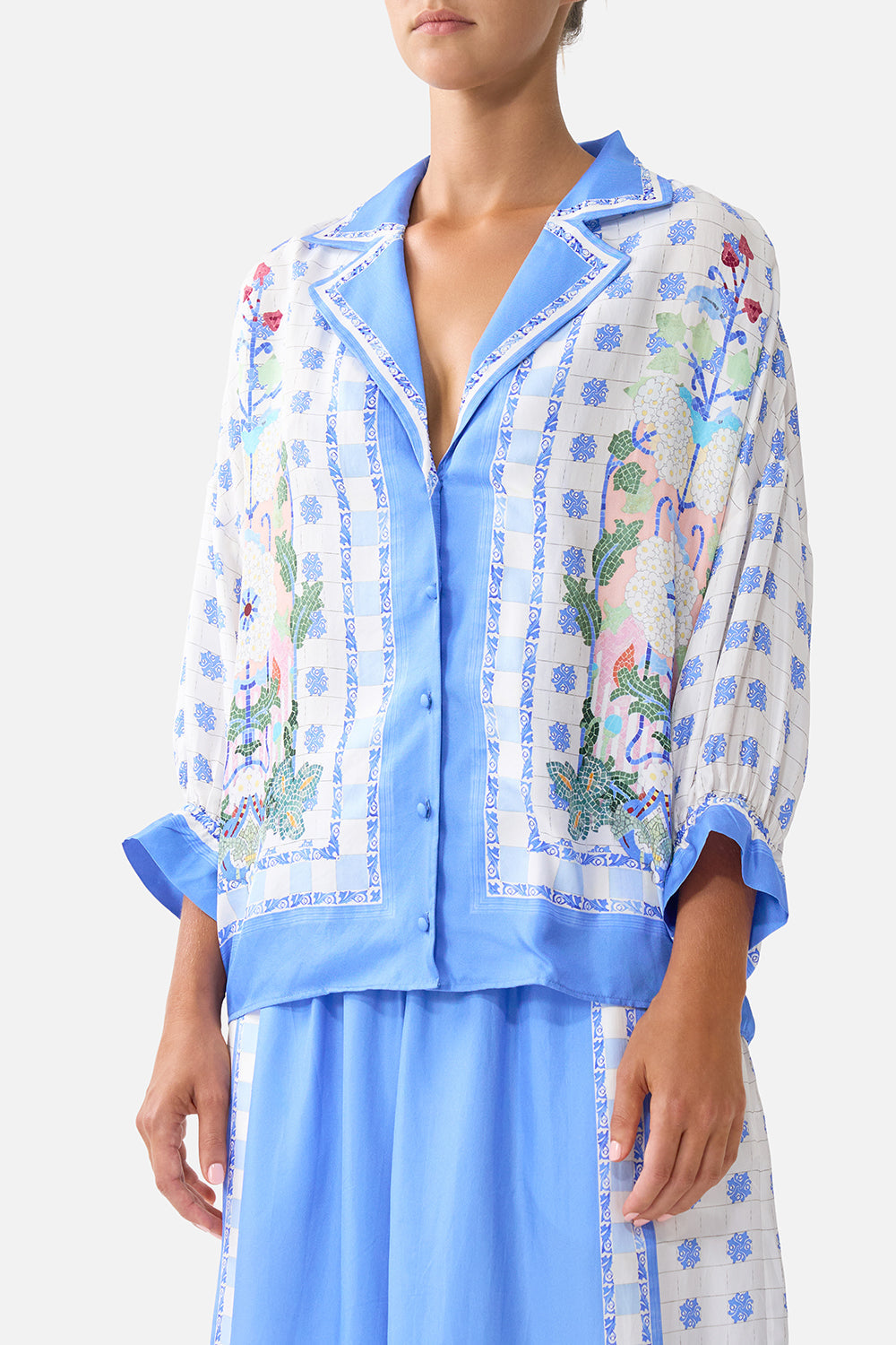 SHIRT WITH GATHERED CUFF MIDSUMMER MOSAICS