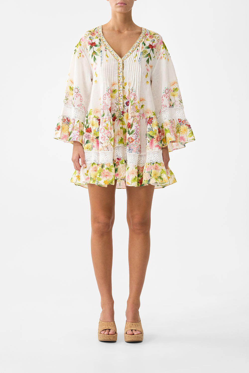 V NECK TIERED DRESS THE CALL OF CATALONIA