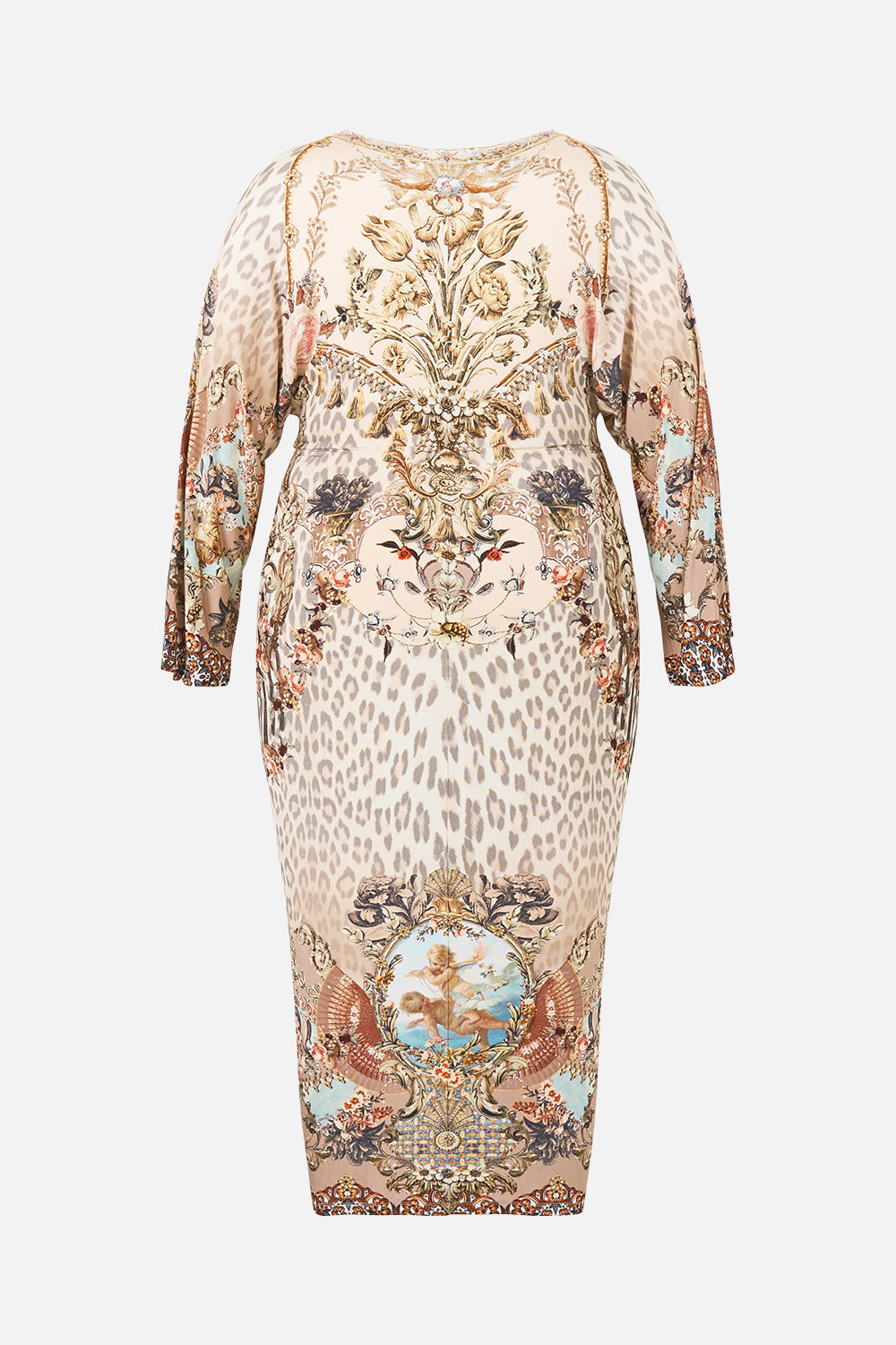 VESTIDO LARGO CON ABERTURA DELANTERA Y NUDO ARANJUEZ ANIMALIA