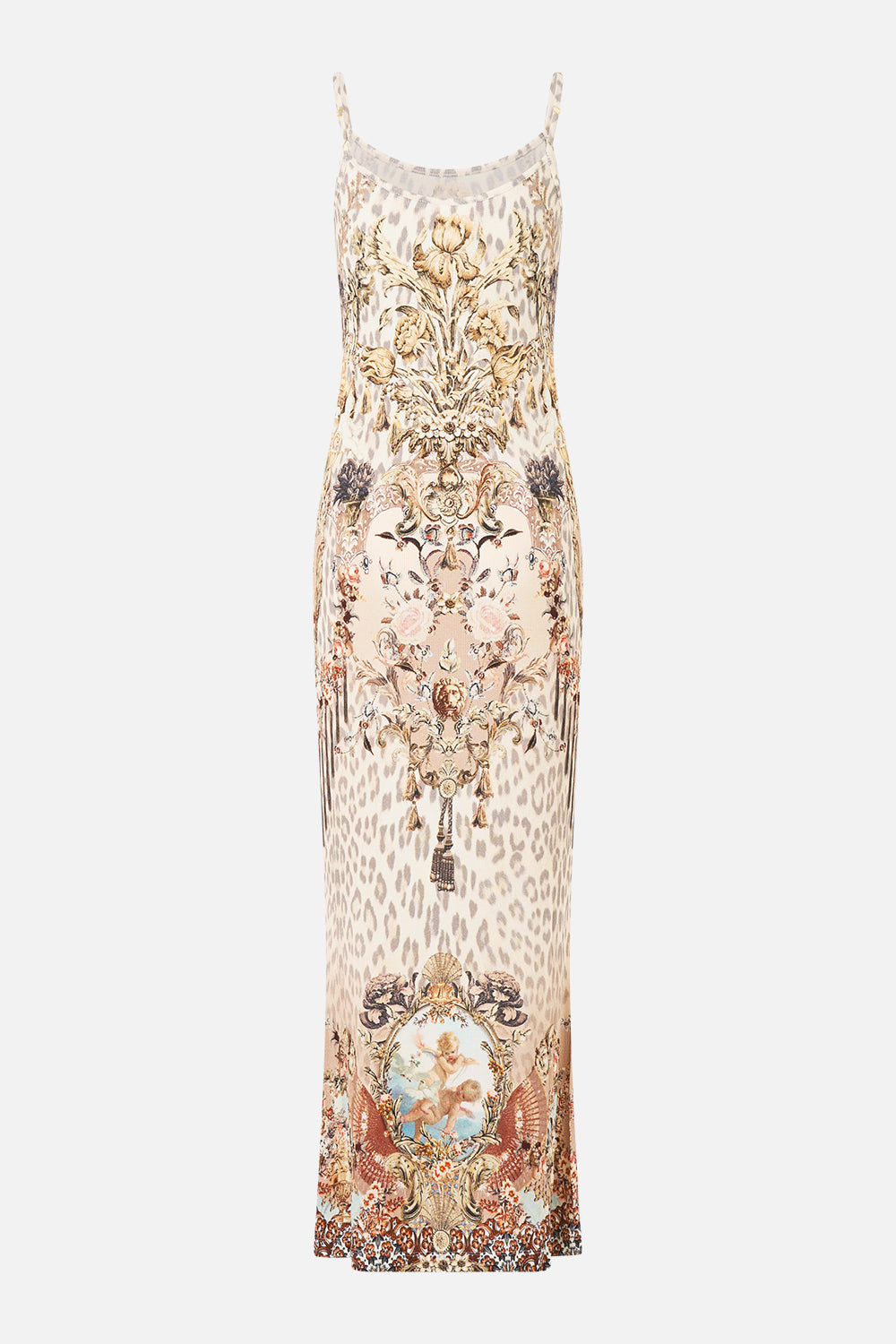 The CAMILLA JERSEY STRAPPY DRESS ARANJUEZ ANIMALIA in our  print.