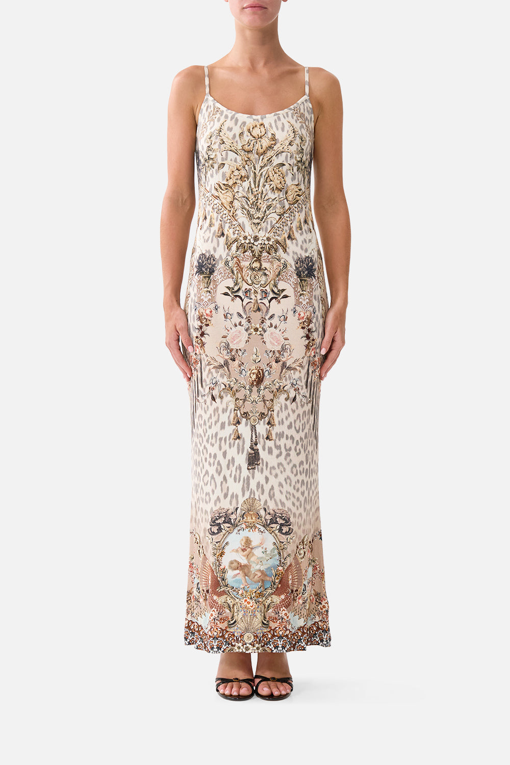 The CAMILLA JERSEY STRAPPY DRESS ARANJUEZ ANIMALIA in our ARANJUEZ ANIMALIA print.