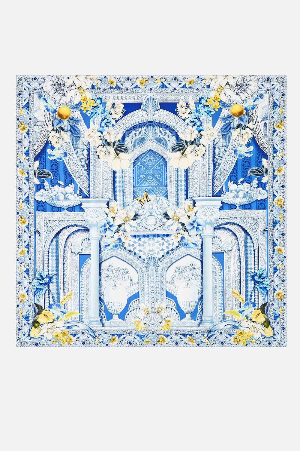 LARGE CRYSTALLED SILK SQUARE SCARF DE NADA GRANADA