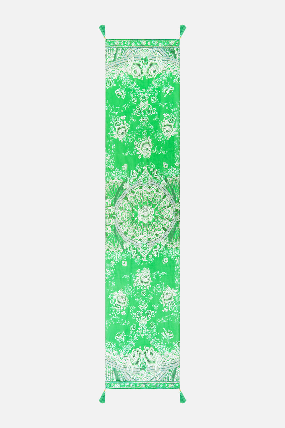 The CAMILLA long silk crinkle chiffon scarf in our print Sacromonte Señorita.