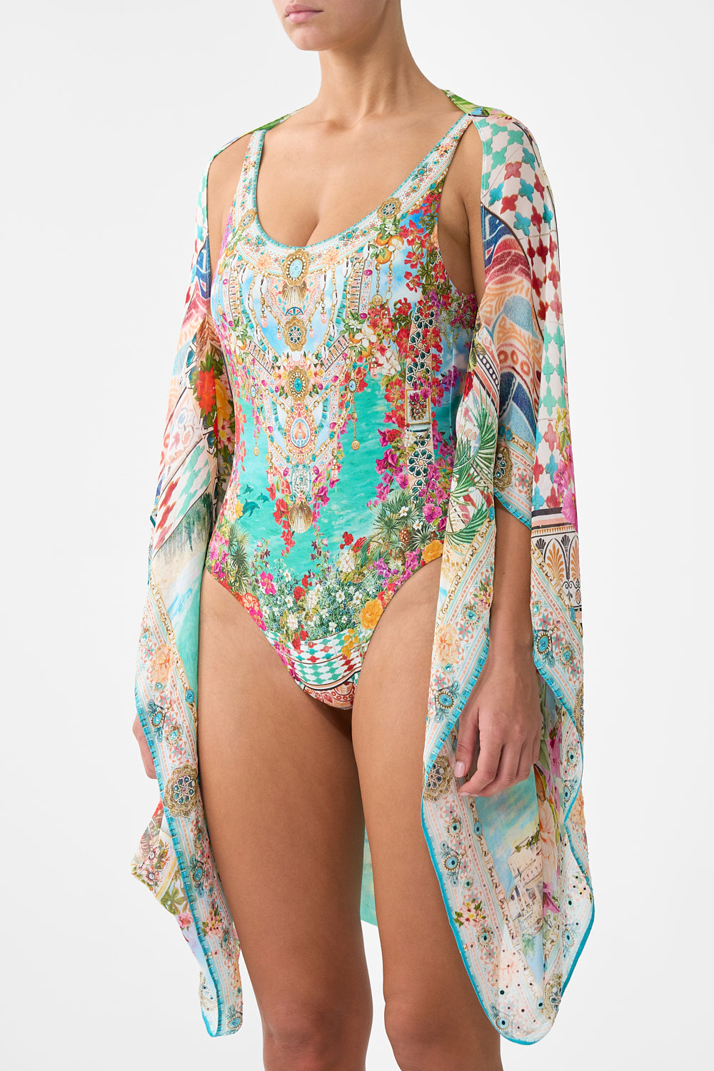 CHAQUETA CORTA DE GASA DE SEDA "MEET ME IN MALLORCA"