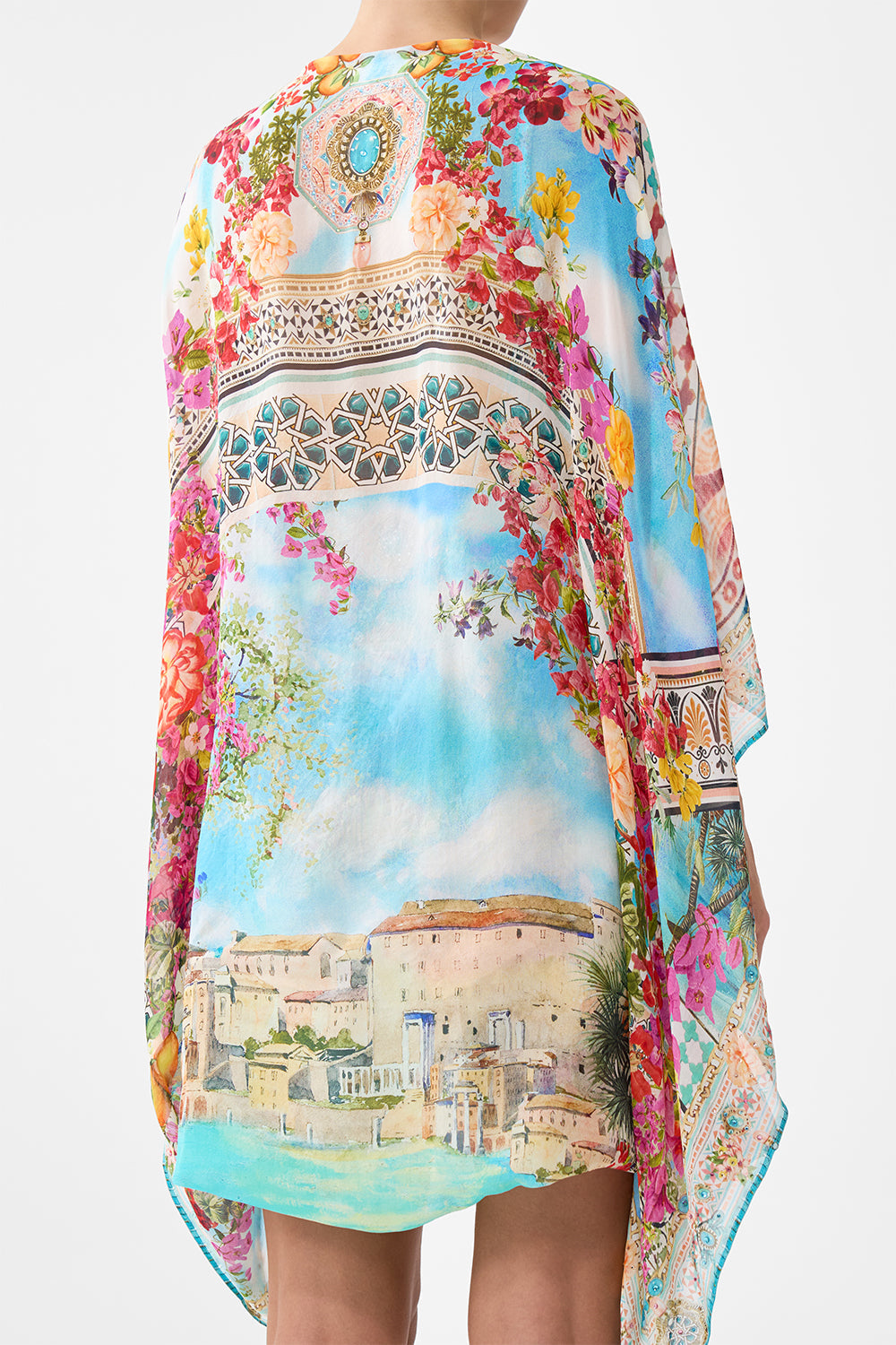 CHAQUETA CORTA DE GASA DE SEDA "MEET ME IN MALLORCA"