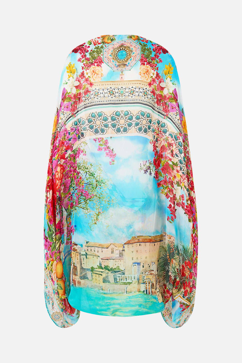 CHAQUETA CORTA DE GASA DE SEDA "MEET ME IN MALLORCA"
