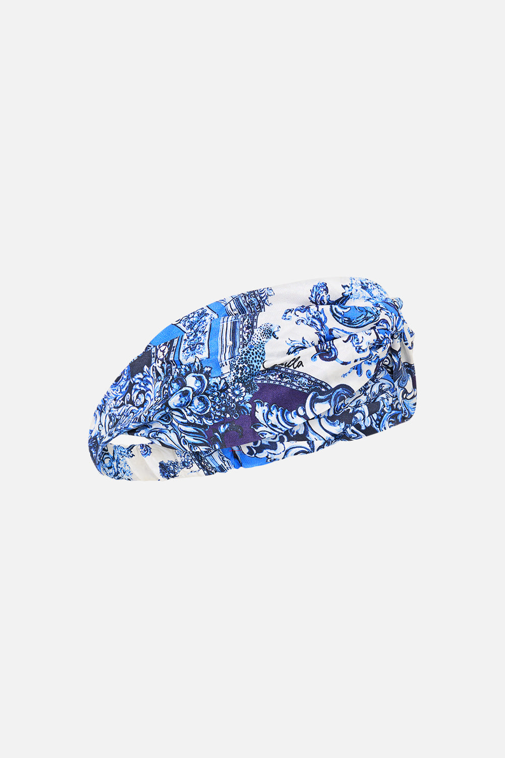 DIADEMA DE TRENZADO DE TELA UN PAÍS DE LAS MARAVILLAS CON ESTAMPADOS DE AZULEJOS