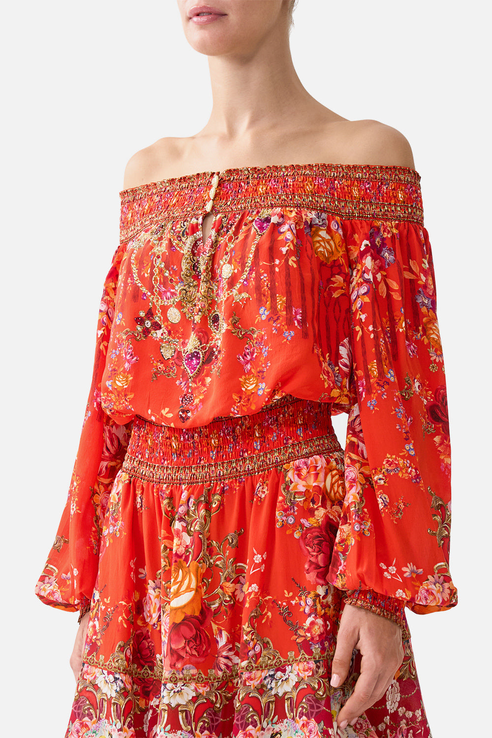 VESTIDO CORTO CON HOMBROS DESCUBIERTOS OLÉ OLÉ
