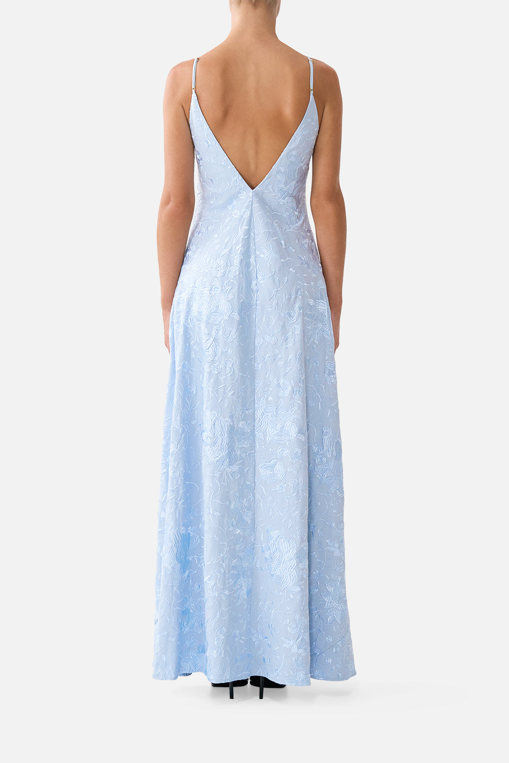 VESTIDO LARGO AL BIES CON CUELLO EN V SEVILLE SWEETHEART