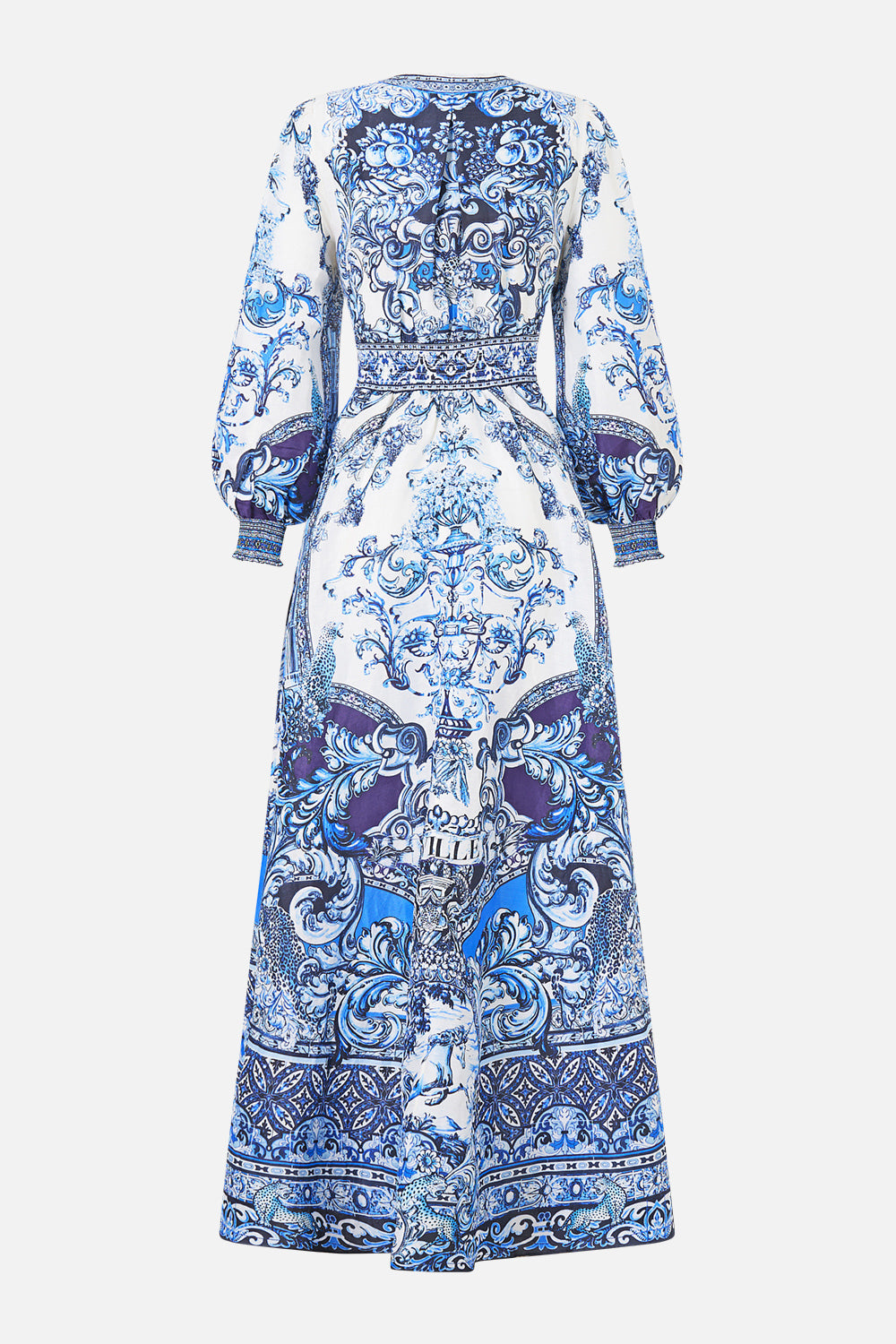 BUTTON DRESS WITH SHAPED WAISTBAND A TILED WONDERLAND