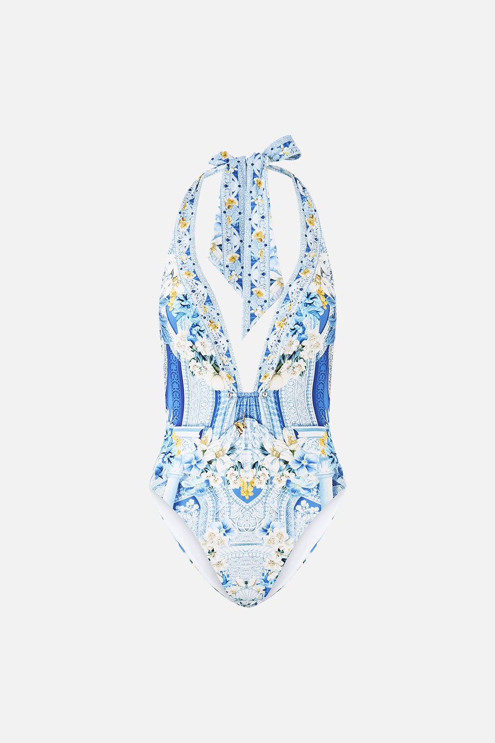 BAÑADOR ENTERO PLUNGE HALTER CON ADORNO DE BARRA FRONTAL DE NADA GRANADA