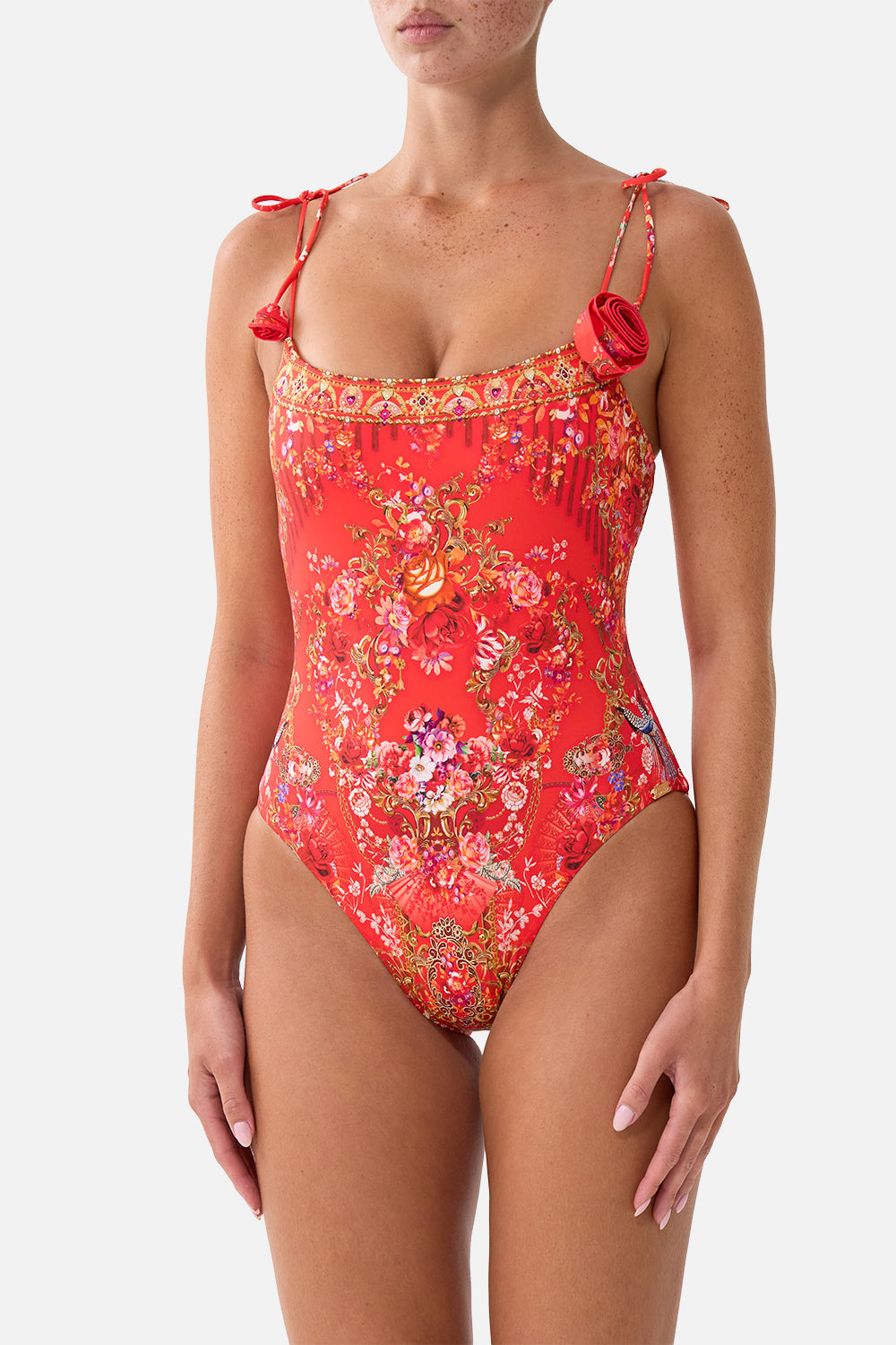 The Olé Olé Straight Neck One Piece With Rosette Detail | CAMILLA