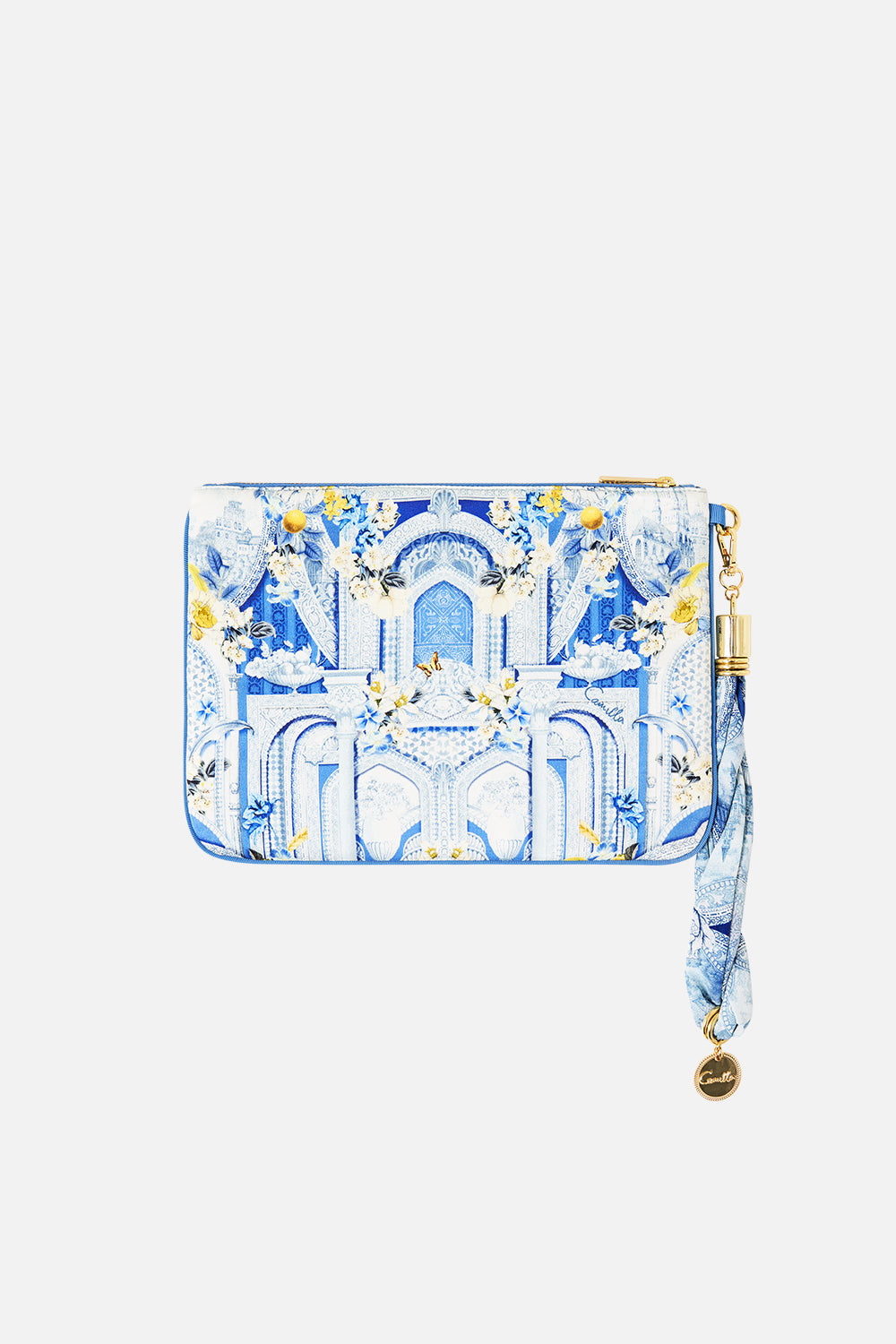 The CAMILLA scarf clutch in our print De Nada Granada.