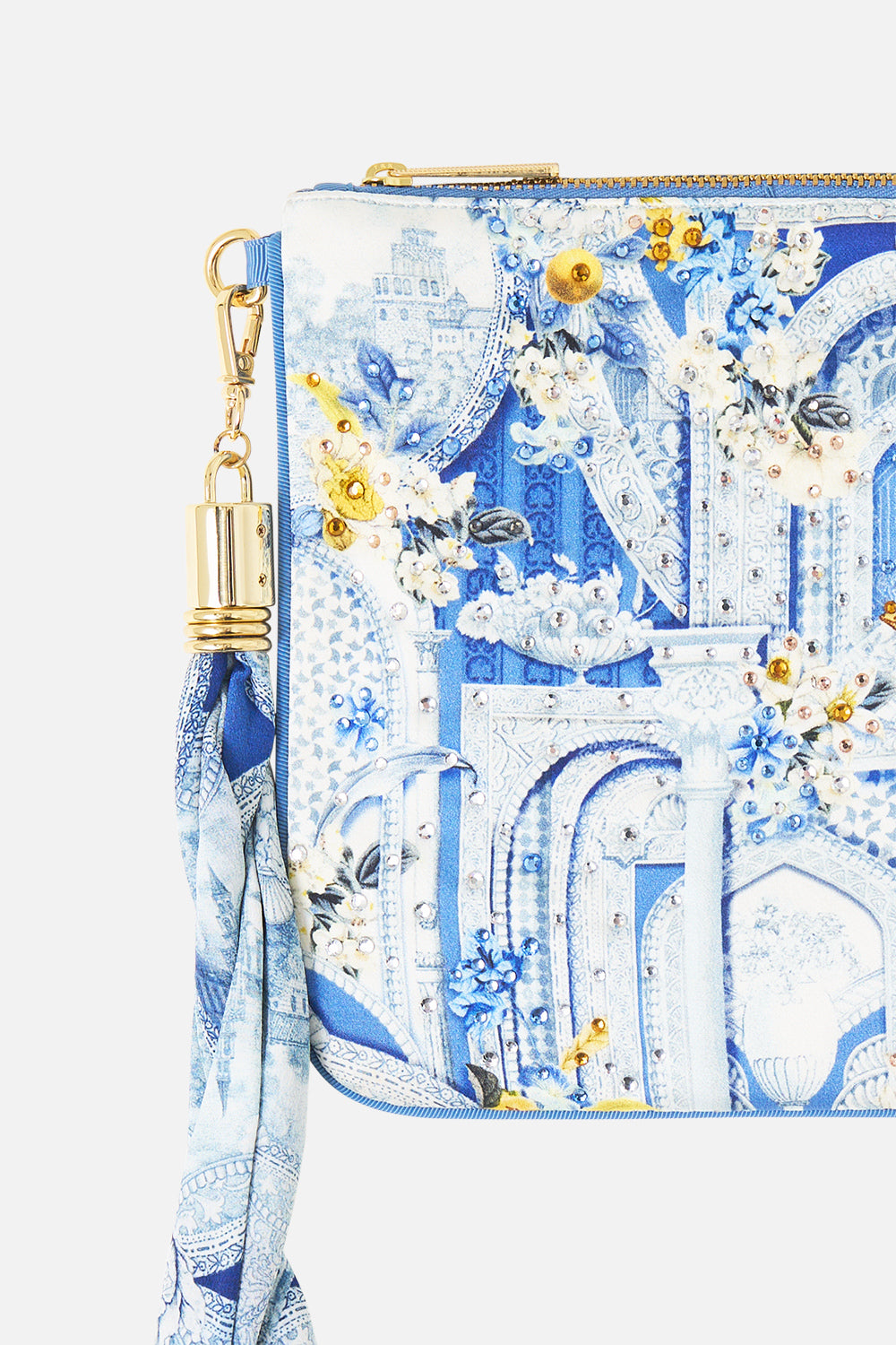 The CAMILLA scarf clutch in our print De Nada Granada.