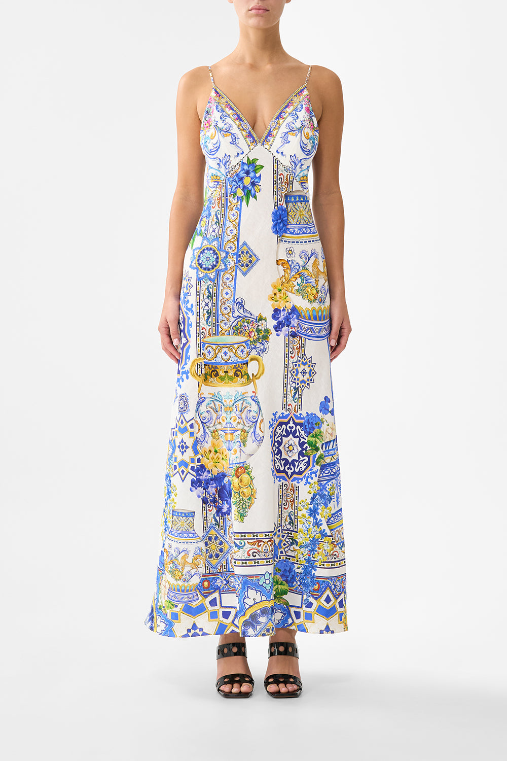 V NECK FULL LENGTH BIAS SLIP DRESS MILLA IN SEVILLA