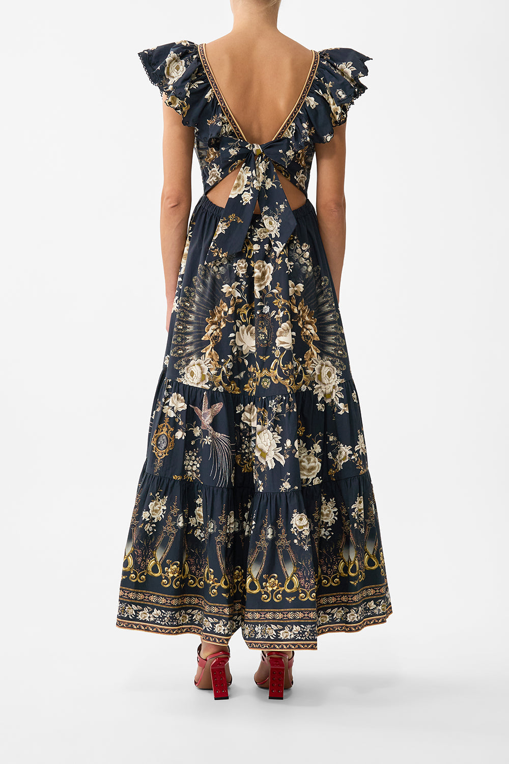 TIERED DRESS WITH NECK FRILL FLAMENCO FOLKLORE