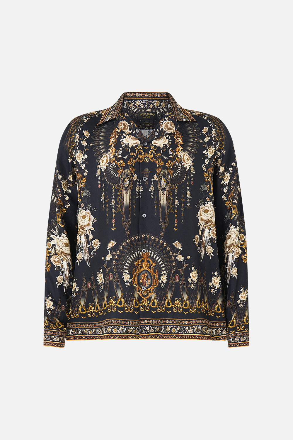CAMISA DE MANGA LARGA CON CUELLO CUBANO FOLCLORE FLAMENCO