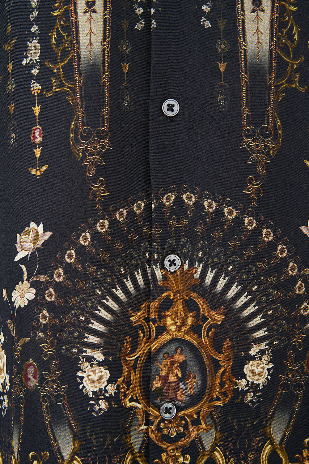 CAMISA DE MANGA LARGA CON CUELLO CUBANO FOLCLORE FLAMENCO