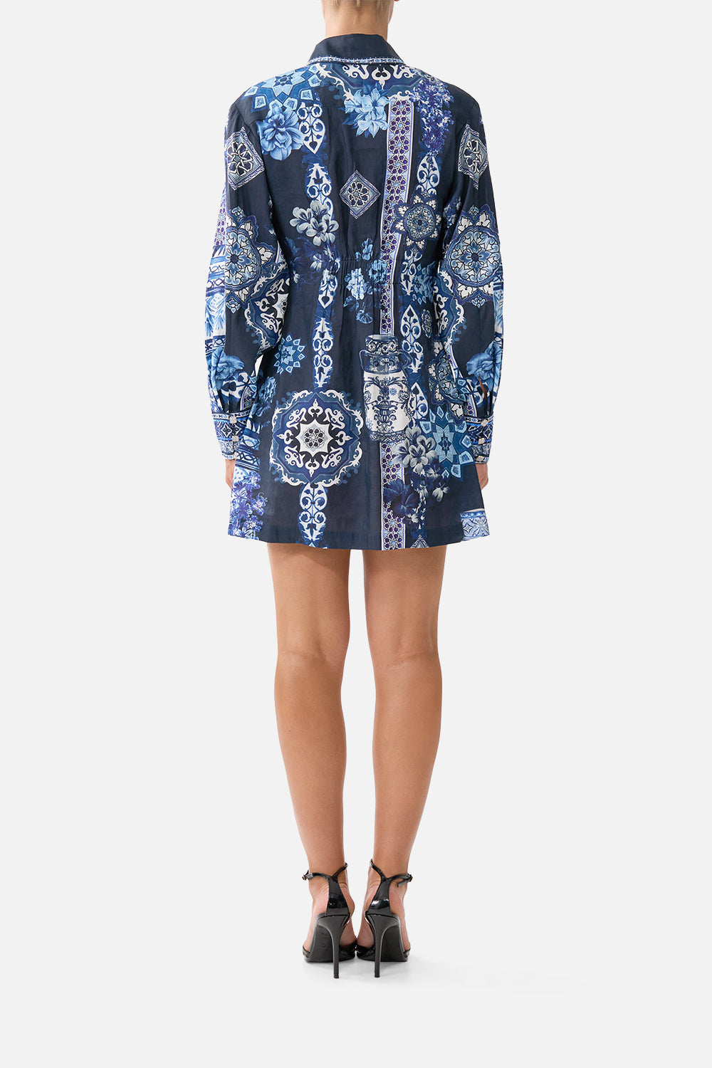 SHIRT DRESS WITH A LINE SKIRT A TILED WONDERLAND