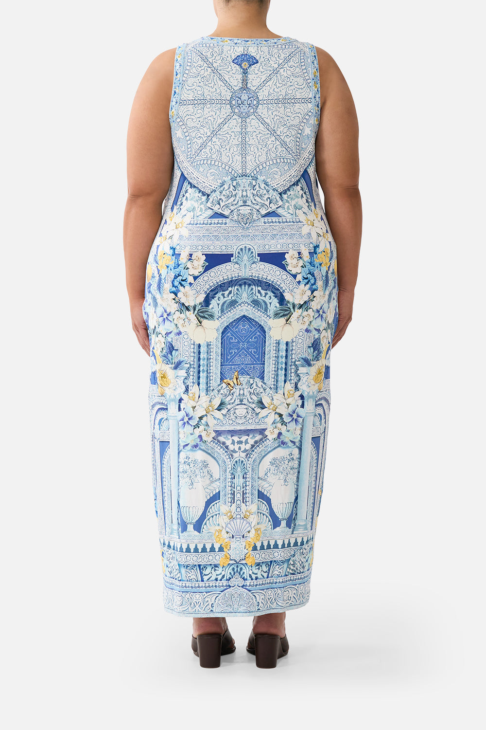 The CAMILLA jersey tank dress in our print De Nada Granada.