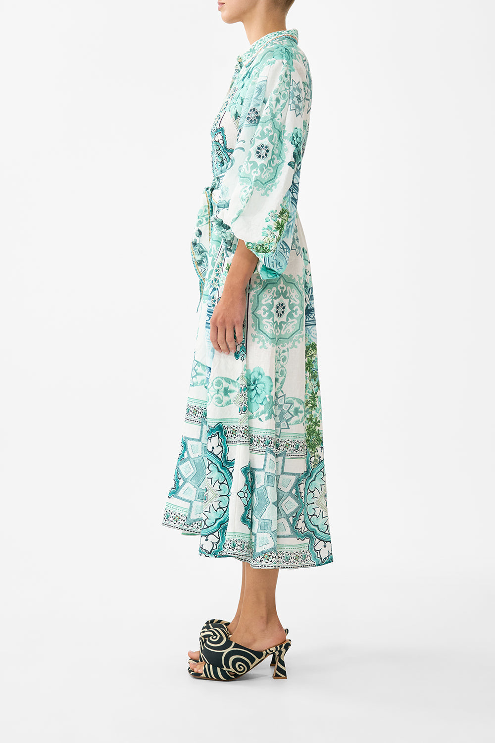 WAIST TIE SHIRT DRESS WITH BUBBLE SLEEVE BALEARIC BEBÉ