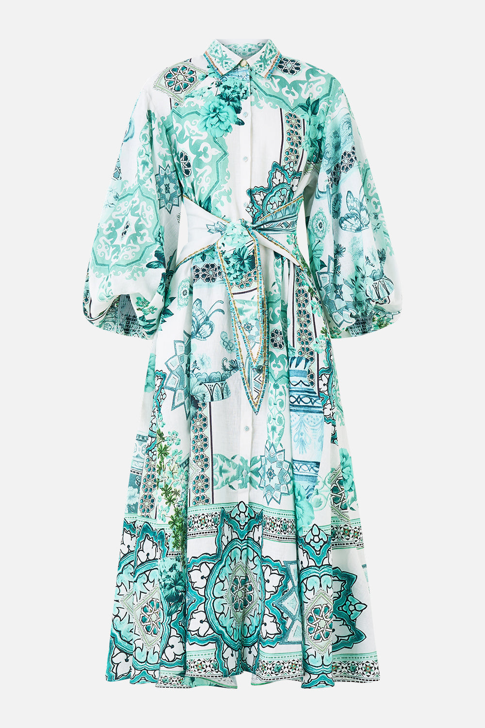 WAIST TIE SHIRT DRESS WITH BUBBLE SLEEVE BALEARIC BEBÉ