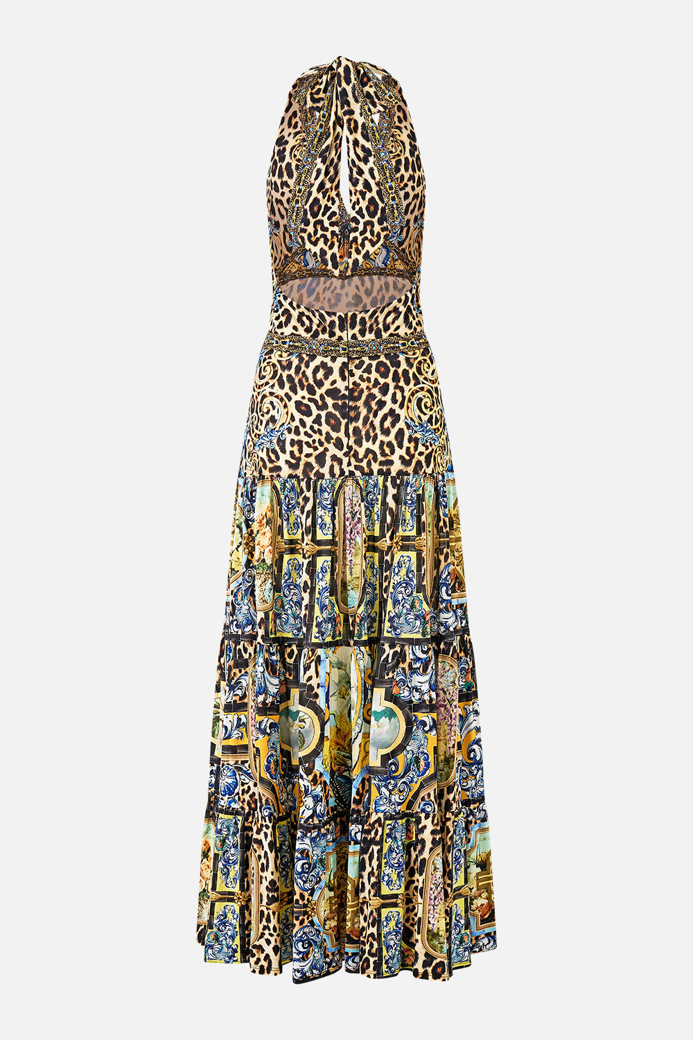 HALTER JERSEY DRESS WITH TIERED SKIRT SEVILLIAN STYLE