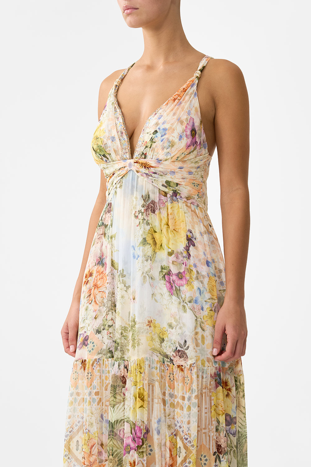 BEAD STRAP GATHERED PANEL DRESS THE ARCHITECTS OF ALCÁZAR