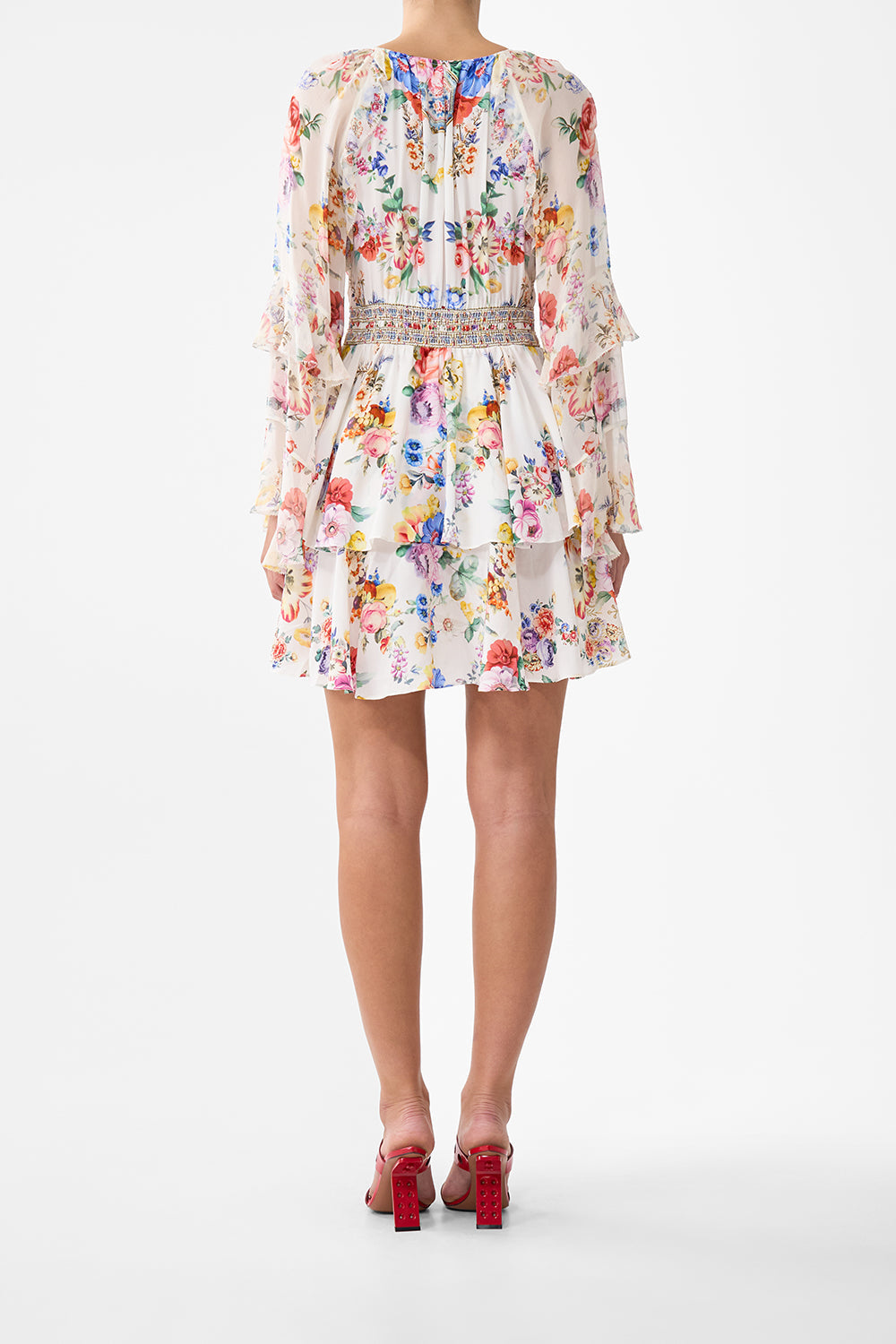 SHORT WAISTBAND DRESS WITH RUFFLE SLEEVE I LEFT MY HEART IN GRANADA