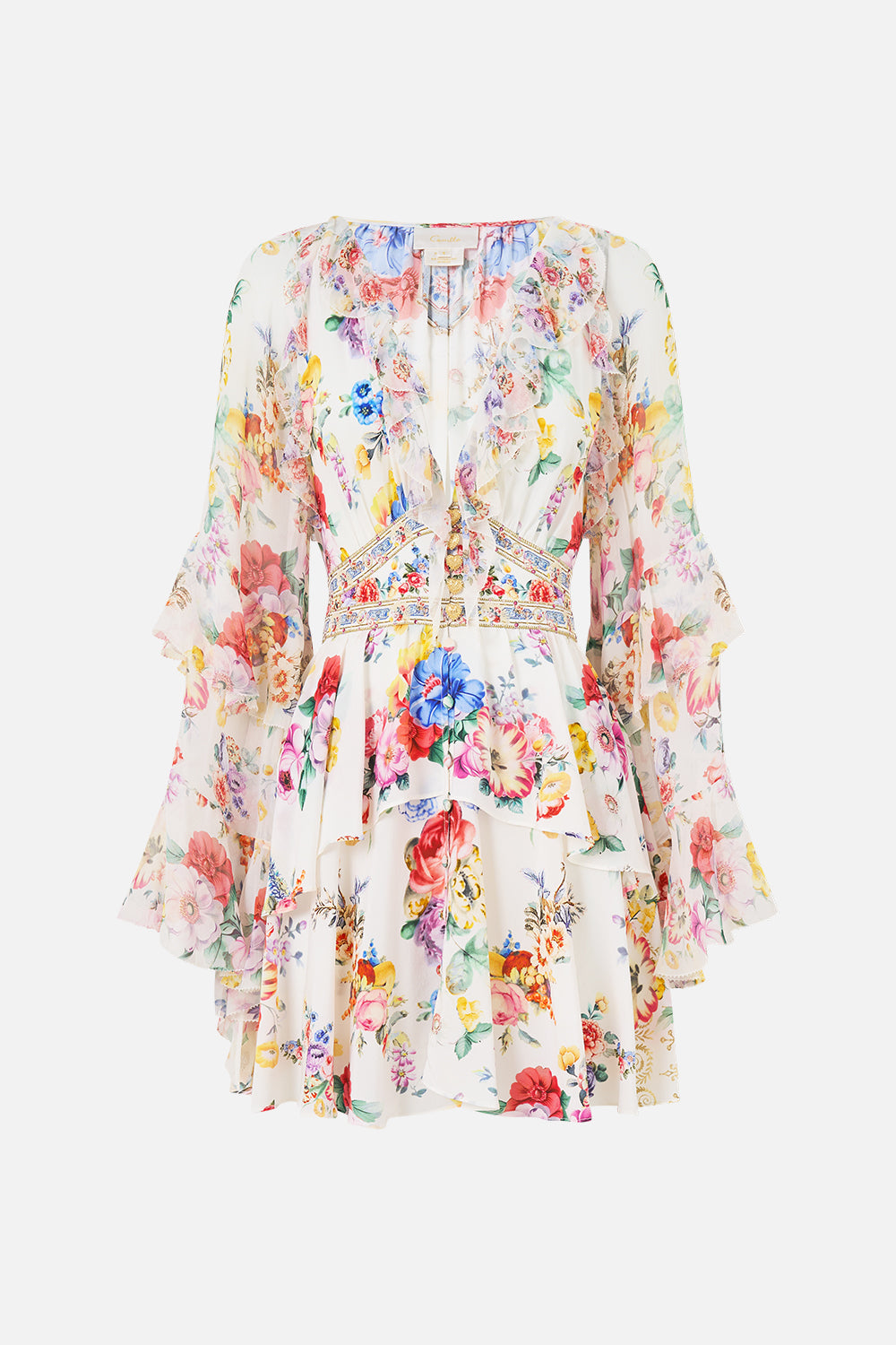 SHORT WAISTBAND DRESS WITH RUFFLE SLEEVE I LEFT MY HEART IN GRANADA