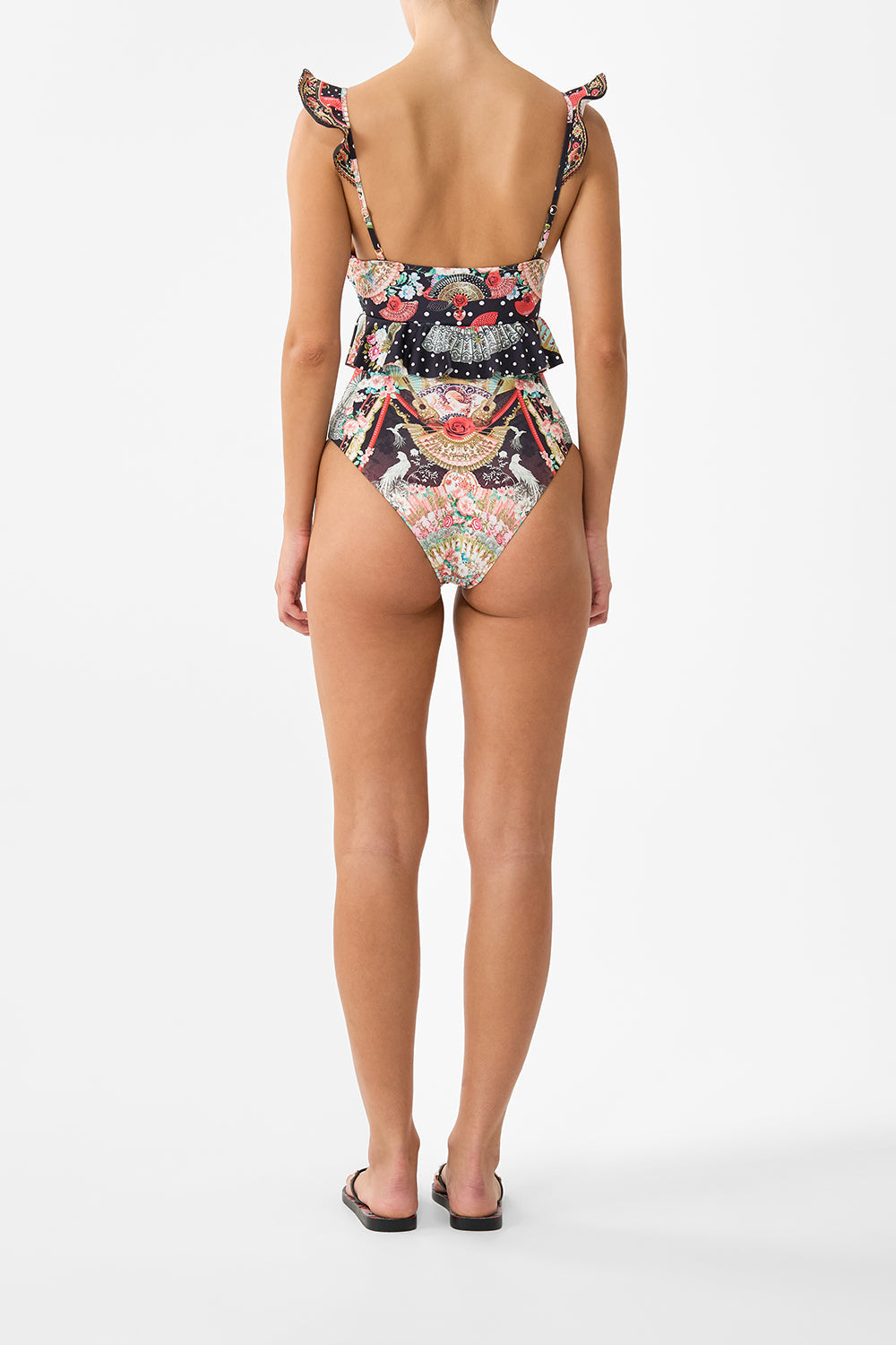 TIE FRONT ONE PIECE W FRILL NECK AND WAIST DAUGHTERS OF DUENDE