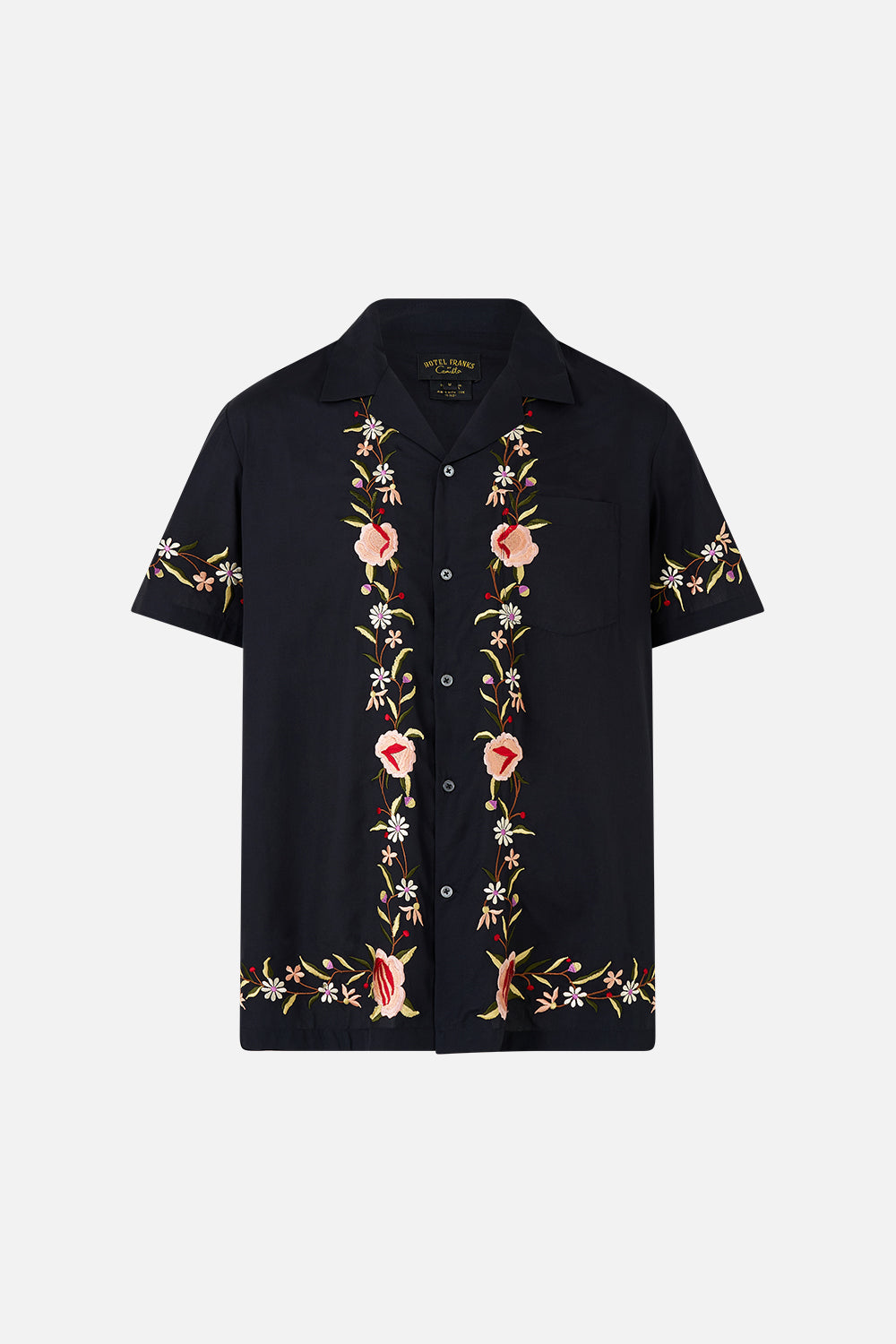 CAMISA BORDADA DE MANGA CORTA CON CUELLO CUBANO DAUGHTERS OF DUENDE