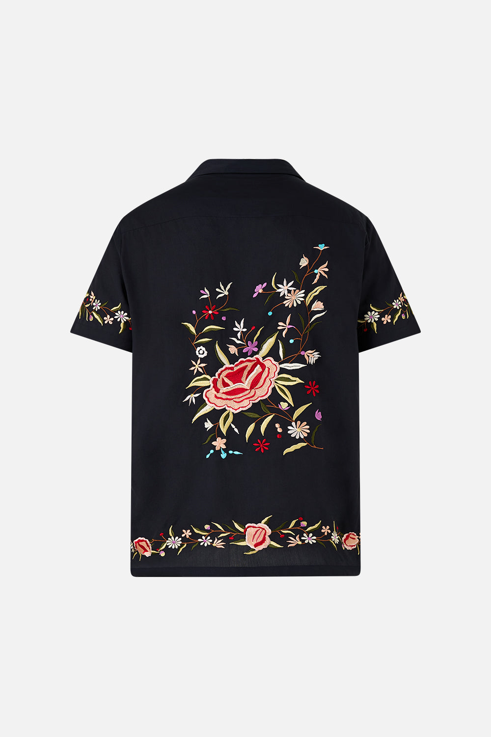 CAMISA BORDADA DE MANGA CORTA CON CUELLO CUBANO DAUGHTERS OF DUENDE