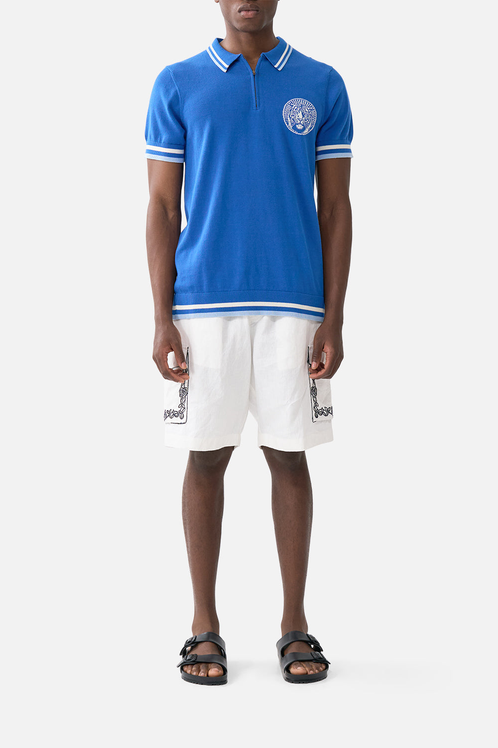 SHORT SLEEVE QUARTER ZIP KNIT POLO SHIRT DE NADA GRANADA