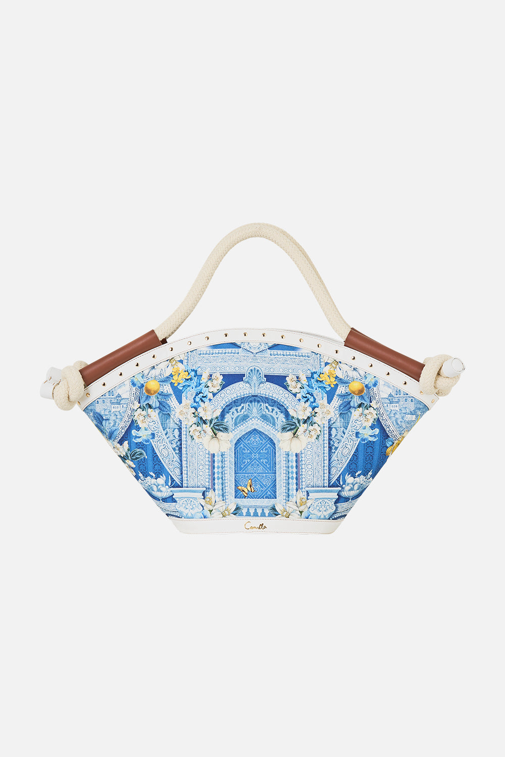 The CAMILLA canvas tote bag in our print De Nada Granada. Front view.