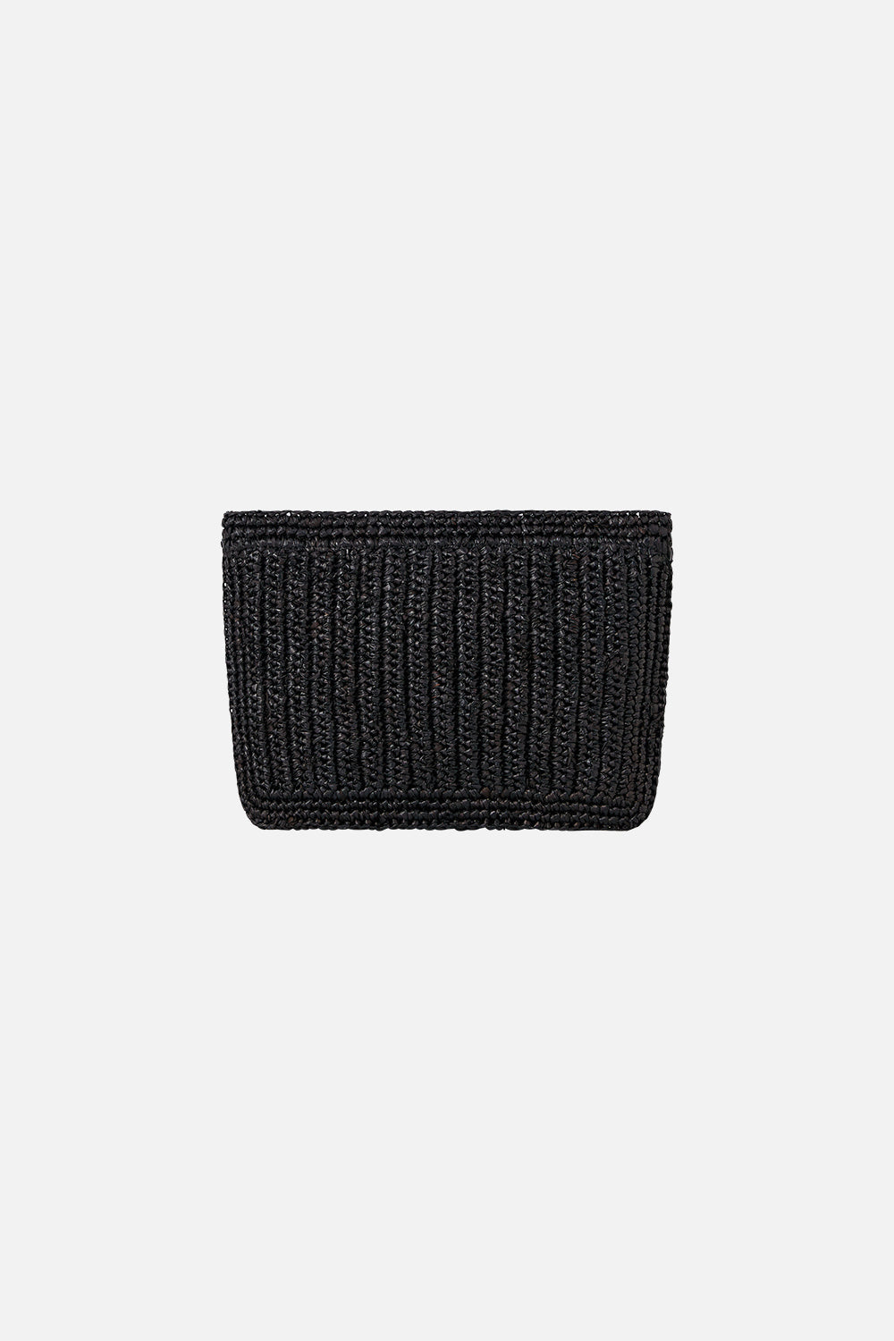 RAFFIA CLUTCH WITH CHARMS SOLID BLACK