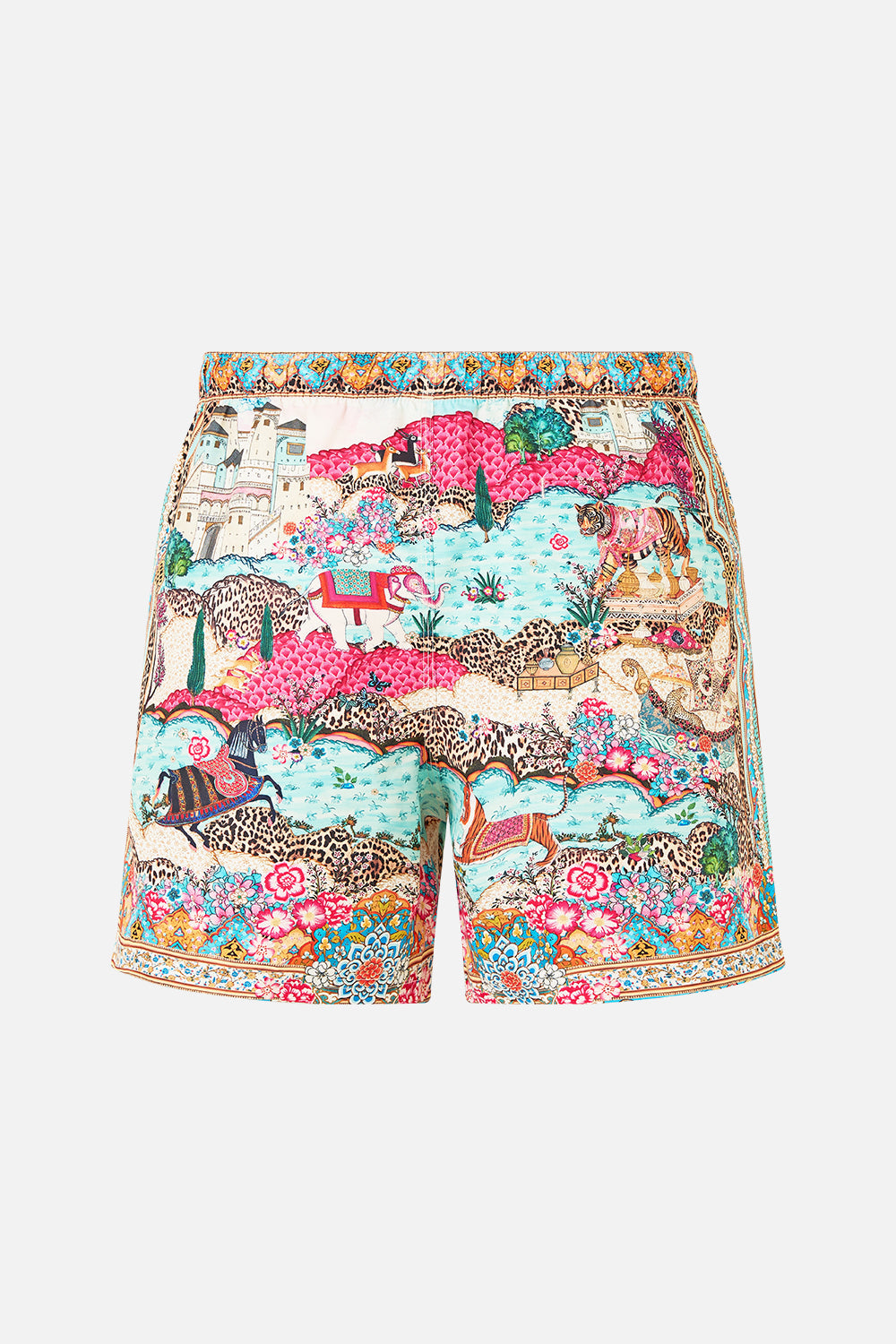 The CAMILLA MID LENGTH BOARDSHORT WITH ELASTIC WAIST MINIATURE MOMENTS in our  print.