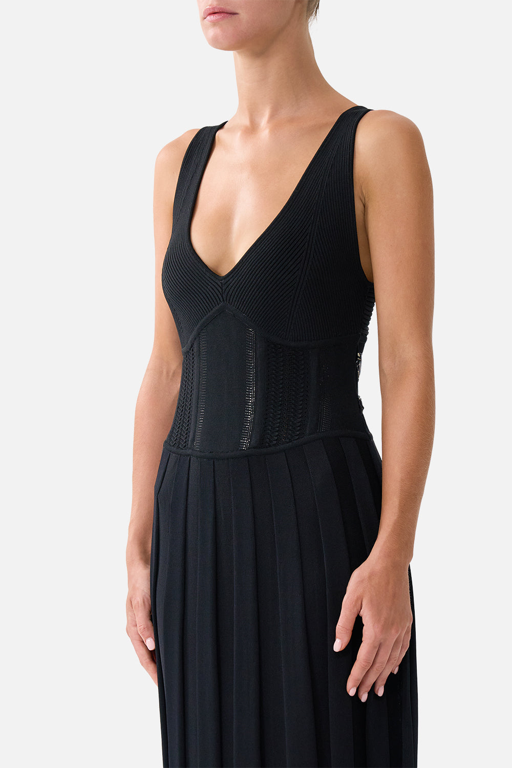 VESTIDO DE PUNTO EVASÉ CON DETALLES DE CORSÉ FLAMENCO FOLCLÓRICO