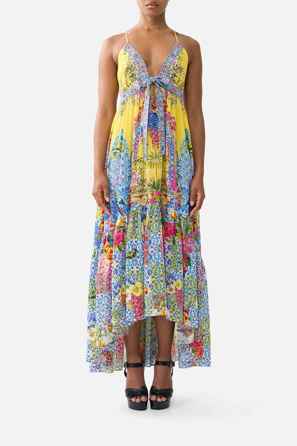 The CAMILLA TIE FRONT DRESS SULTANAHMET SUMMER in our SULTANAHMET SUMMER print.