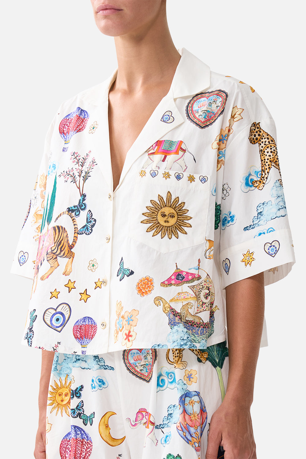 BLUSA CORTA CON CUELLO CAMISERO KAPADOKYA KITSCH