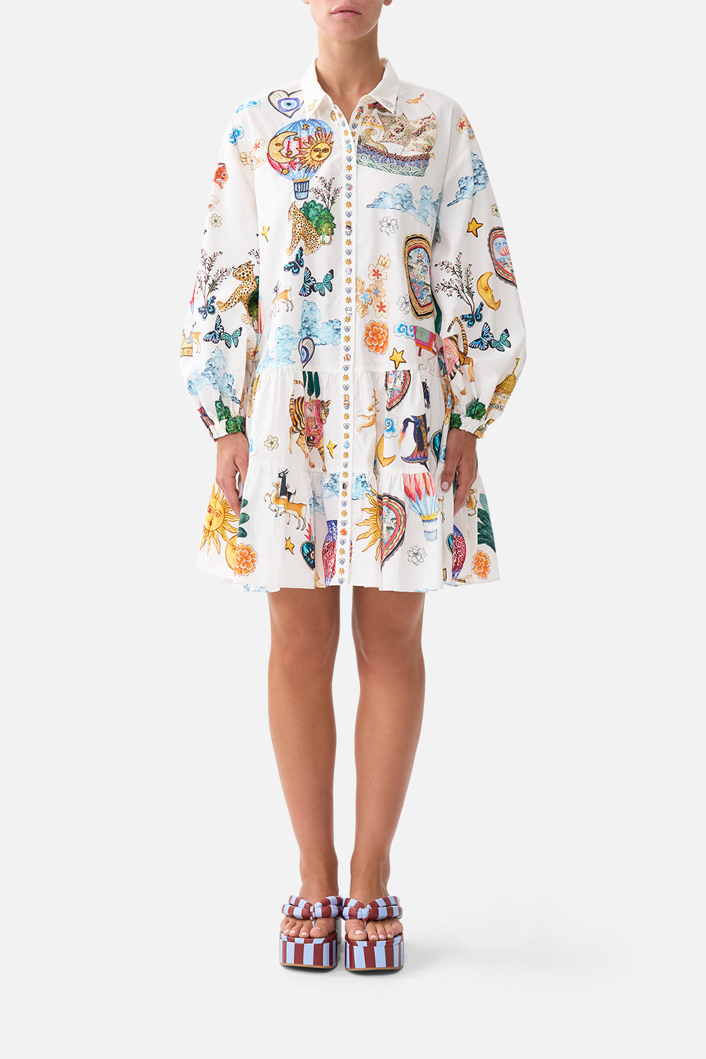 LONG SLEEVE TIERED SHORT DRESS KAPADOKYA KITSCH