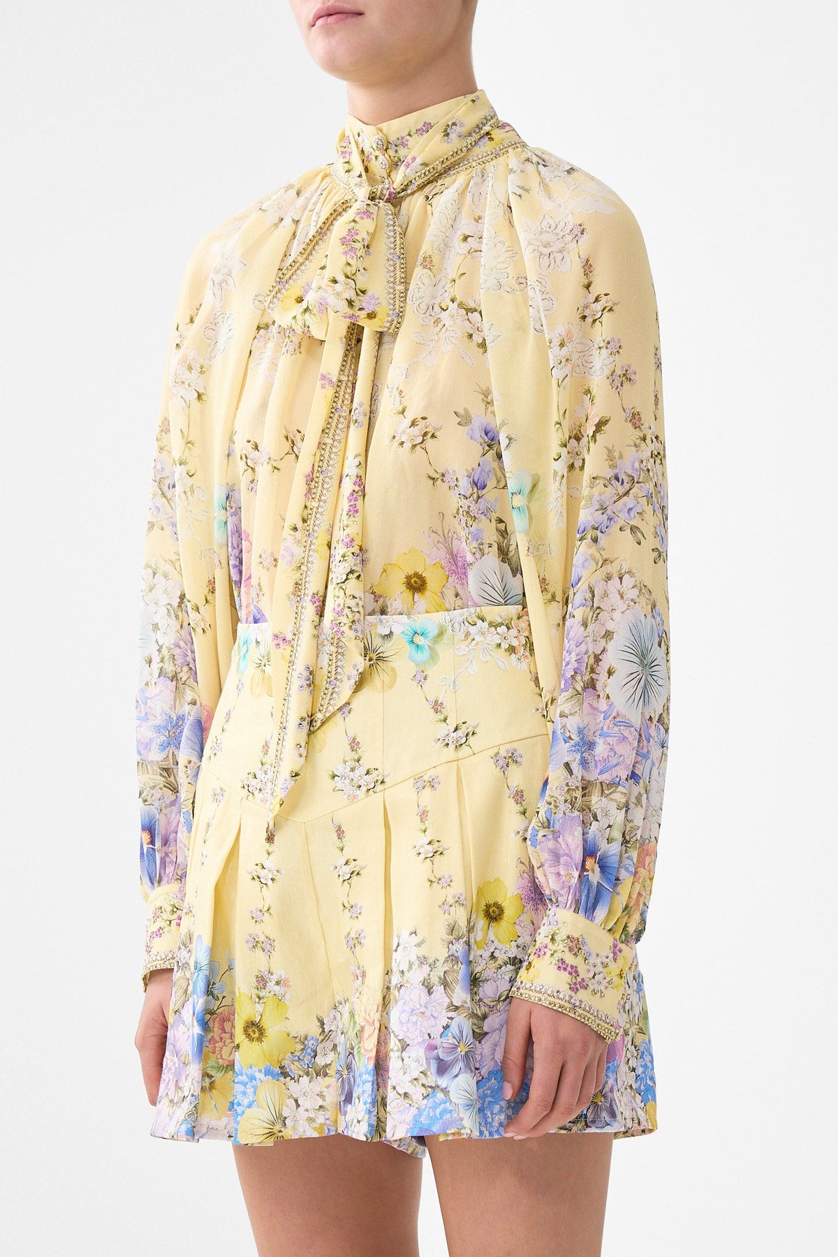 DETACHABLE PUSSY BOW RAGLAN BLOUSE DARLING BUDS