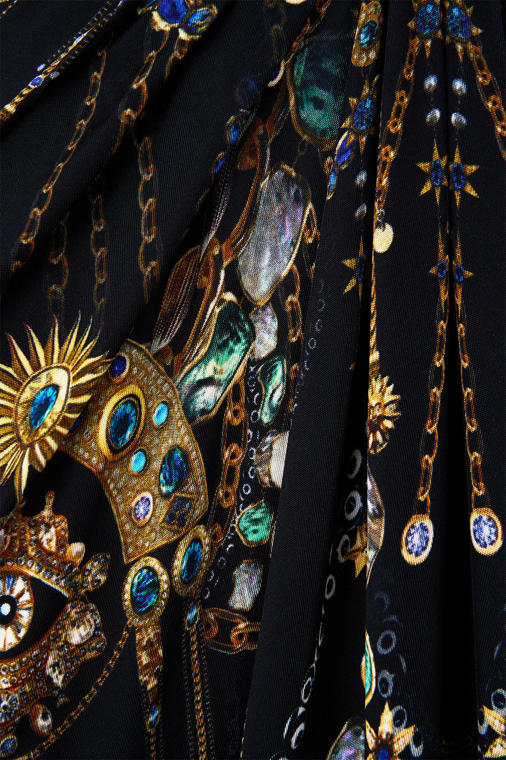 VESTIDO DE PUNTO CON CUELLO DE PICO Y FRUNCES AMULETOS Y ALQUIMIA